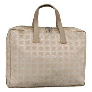 CHANEL New Travel line Hand Bag Nylon Beige CC